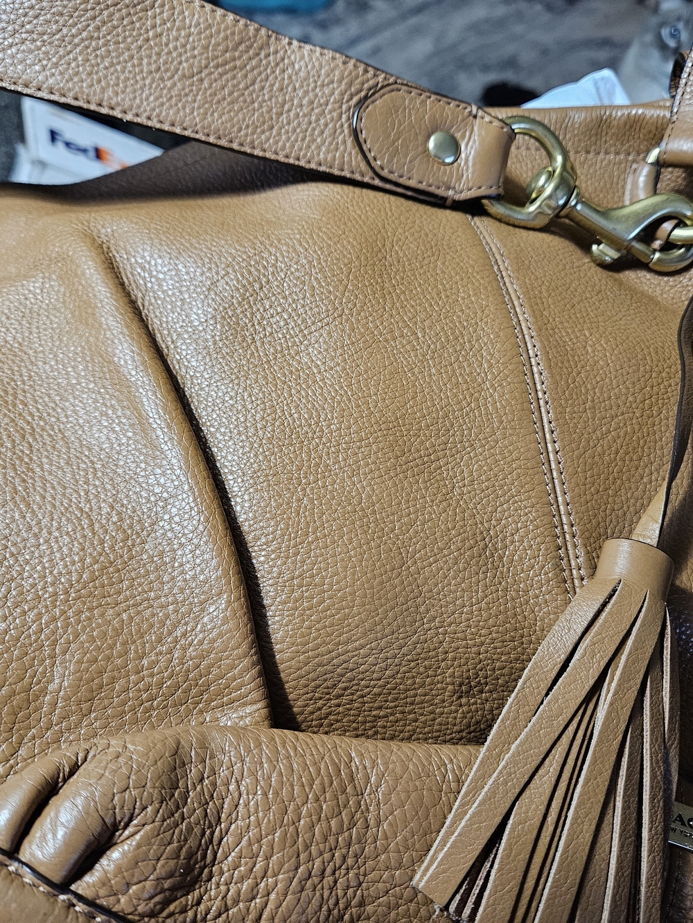 Coach Pebbled Leather Shoulder Bag in Cognac Brown with Brass Hardware - Picture 2 of 15